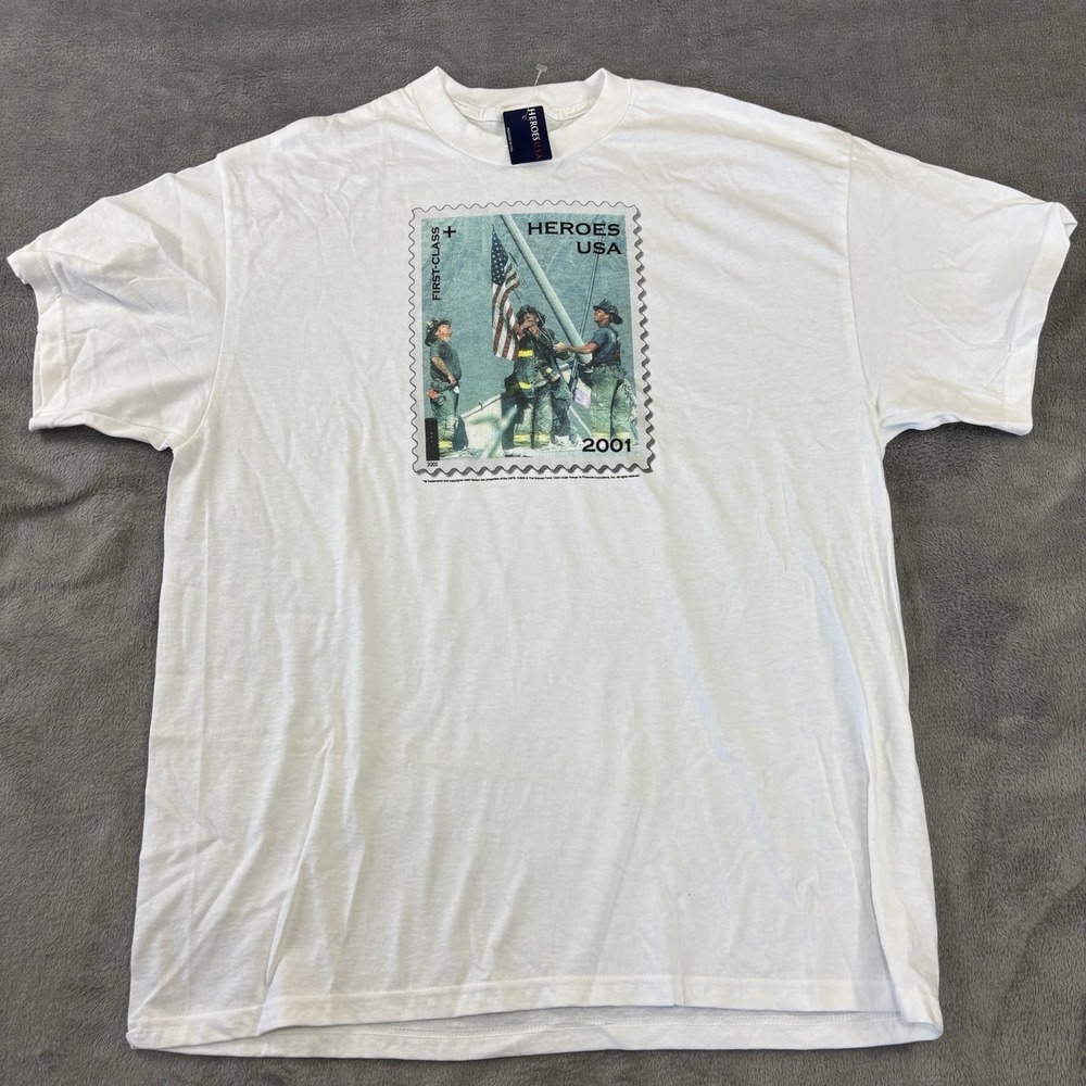Vintage Delta Shirt Adult XL 9/11 Heroes USA USPS‎ Stamp Preshrunk Cotton NEW